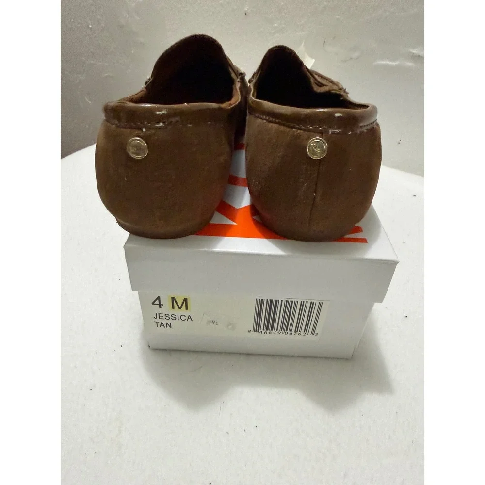 Michael Kors Jessica Loafers Youth 4M Tan Brown Faux Suede Penny Shoes